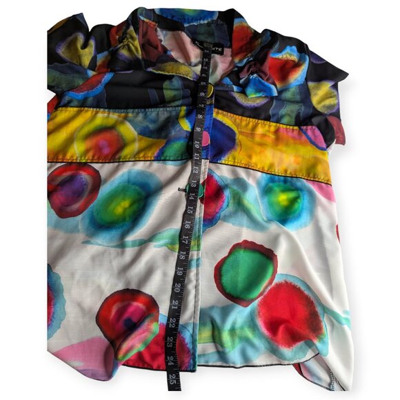 Dana White Coats Vibrant Abstract Button-Up Long Sleeve Blouse Size Large - Picture 12 of 13